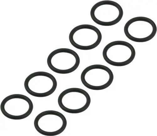 Schwarze O-Ringe in einem Layout, die in einer Produktgruppe von Bosch verwendet werden. 10 Stück sind auf dem Bild zu sehen, gleichmäßig angeordnet.